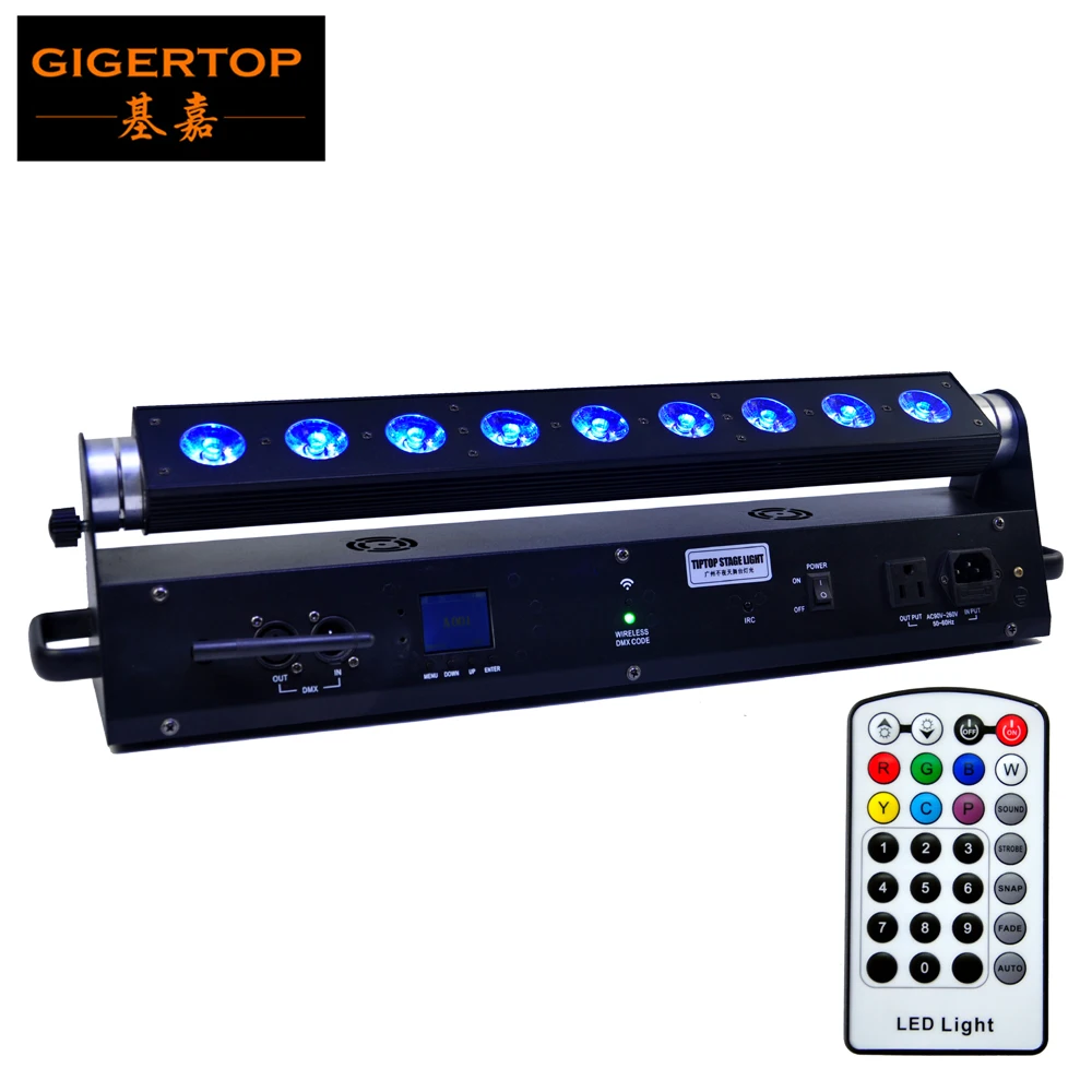 

Светодиодный настенный светильник TIPTOP, 9x18 Вт, 6 в 1, RGBAW, с питанием от УФ аккумулятора, беспроводной DMX512, черный светильник для шайбы, сценический светильник, батарея 13500 мАч