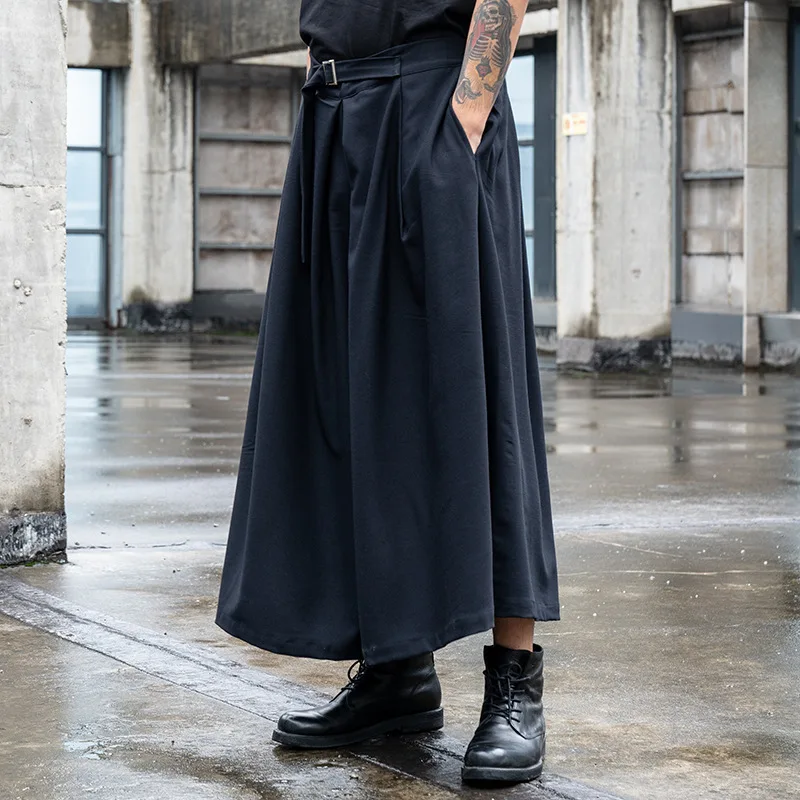 New Men's Nine Point Wide Leg Casual A Line Loose Culottes