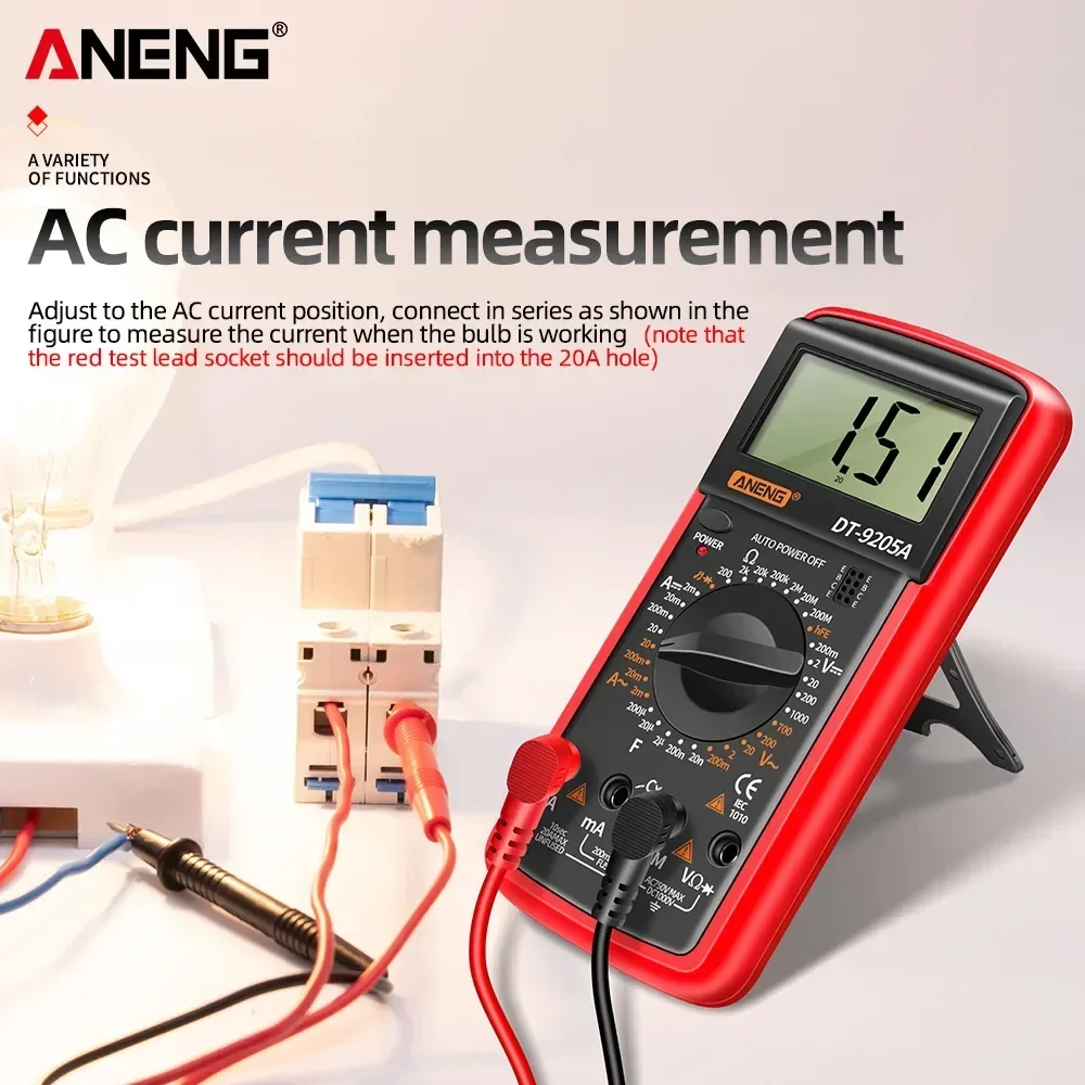 Digital Multimeter Transistor Tester Multimeter Tester ANENG DT9205A Digital Multimeter AC/DC Transistor Tester Electrical NCV Test Meter Profesional Analog Auto Range Multimetro