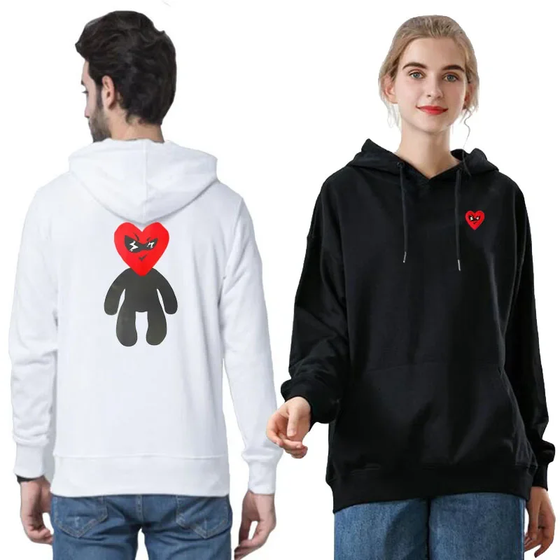 

Break Egg Hoodie Men Women Cotton Heart Glasses Embroidery Back Cartoon Men Print Thick Fleece Pullover Autumn Pocket Hoodie