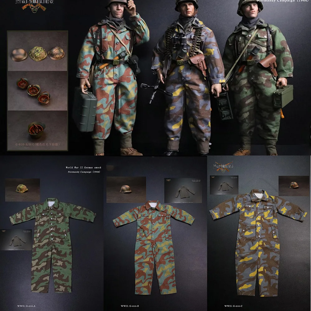 

Marsdivine G010 1/6 Scale WWII Armed Division Camouflage German Jumpsuit Clothes Set Model for 12" Male Soldier Action Figure