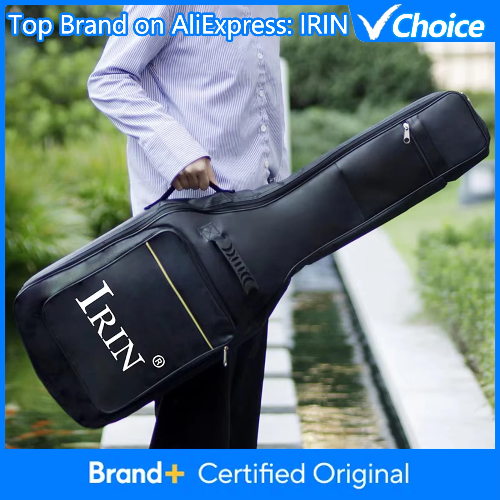 IRIN E-Gitarrenkoffer Gigbag Schwarz Wasserdichte Oxford-Stofftasche Gitarrenzubehör Aufbewahrungsrucksack für Musikinstrumente