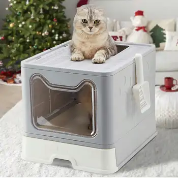 Foldable Cat Litter Box with Drawer 1