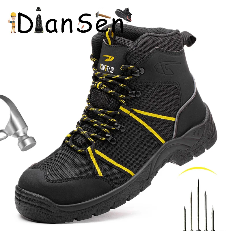 

DianSen Fashion Indestructible Work Shoes Men Anti Smashing With Puncture Proof Safety Shoes Steel Toe Construction Boots