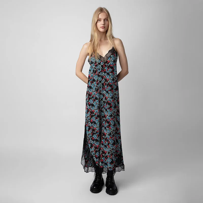 2023 여름, Zadig 여성용 시크한 우아한 로브 백리스 아바야 V넥 레이스 드레스