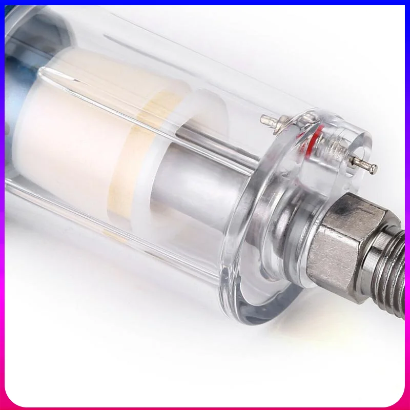 Paint Spray Gun 1/4in Air Line Mini Filter Water Trap Clear Painting