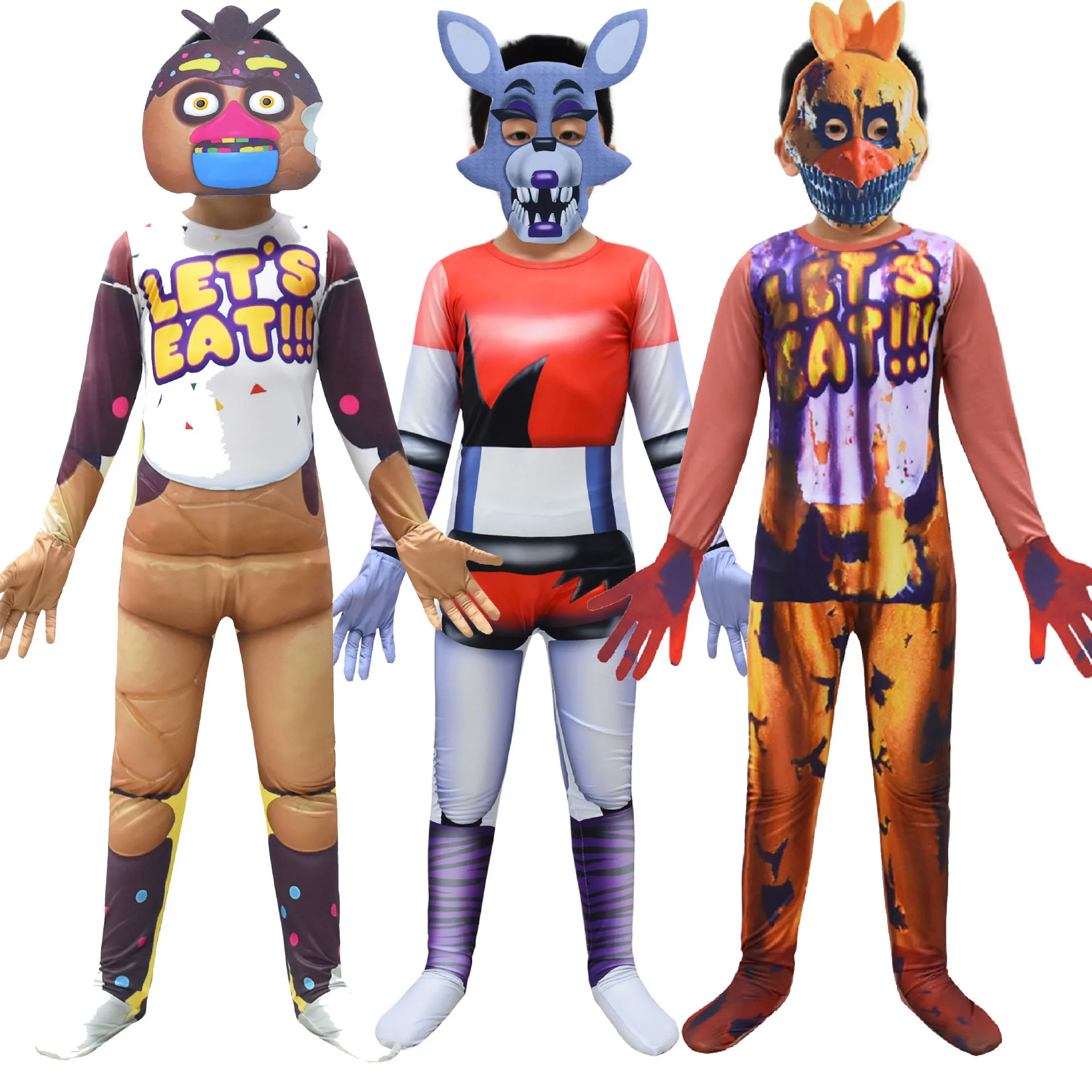 Crianças trajes de halloween anime sundrop fnaf sol palhaço coelho cosplay  roupas meninos menina bodysuit dos desenhos animados festa carnaval  disfraces