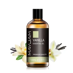 Aromatic Essential Oils Collection - Lavender, Eucalyptus, Rose, Ginger, Lemongrass Fragrances for Diffusers, Humidifiers, and Candle Making (100ml) (Vanilla)