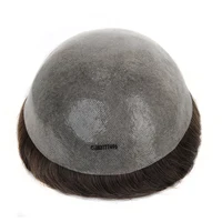 Beeos Système capillaire pour hommes de 6 pouces, 0,06 mm, systèmes de remplacement capillaire, base ultra-fine, toupet pour hommes, prothèse capillaire homme, cheveux humains 5