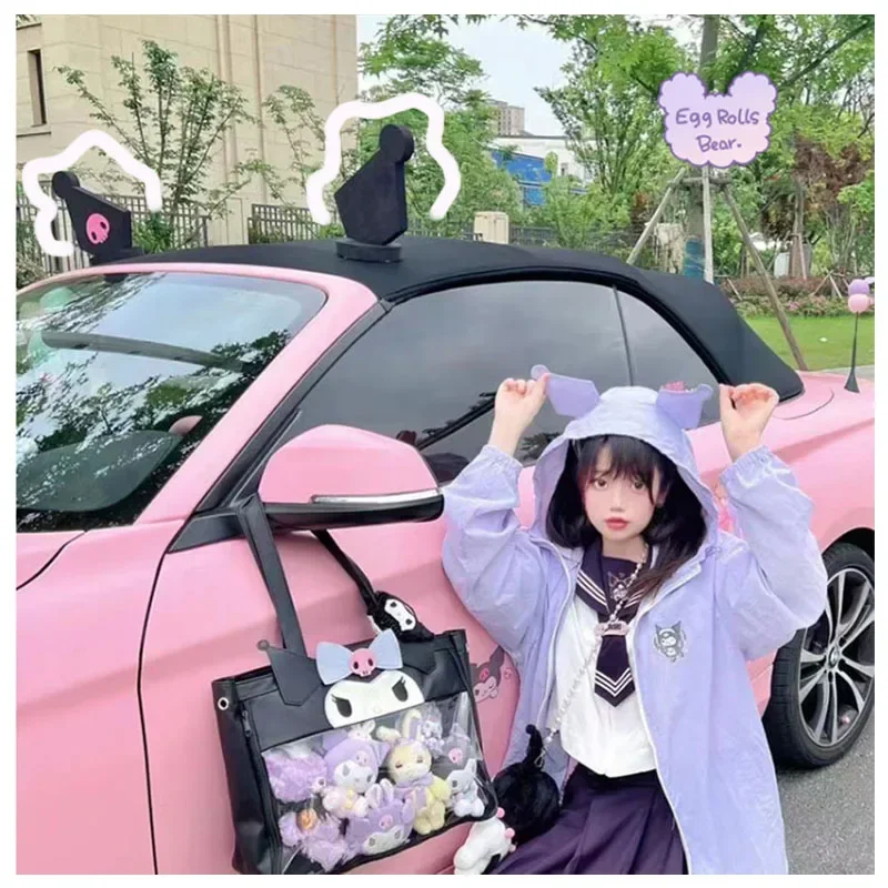

Anime Kawaii Sanrioed Kuromi Cinnamoroll Doll Cartoon Car Roof Decoration 3D Sticker Set Cute Car Exterior Decorate Accessories