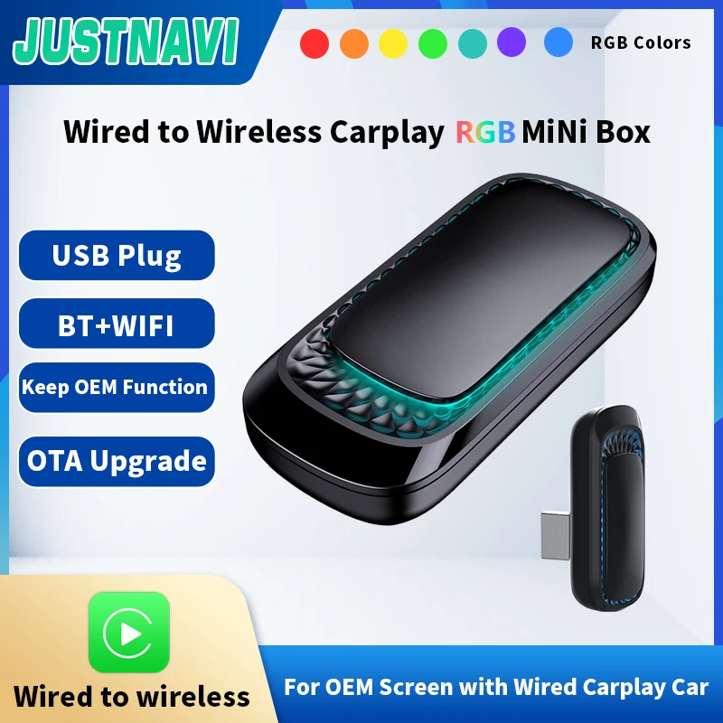 Justnavi Adattatore Da Cablato A Wireless Carplay Ai Box Per Autoradio Oem Con Presa Usb E Riproduzione Smart Link Phone Carplay Automatic