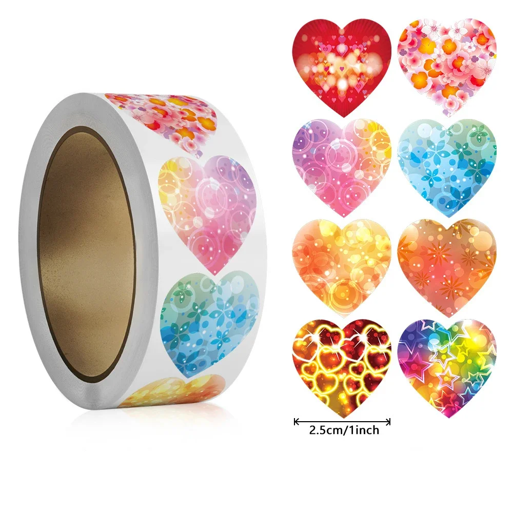 Colorful Heart-shaped Stickers For Valentine's Day Baking Packaging Sealing Decorative