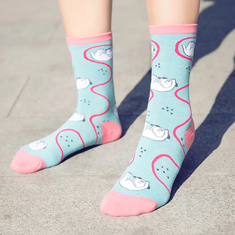 

Happy Socks Women bear Funny cartoon cute kawaii Ladies Creative Socks Japanese Harajuku Hosiery Female Gift 2024 New Fashion