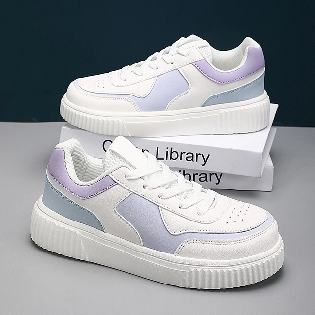Women's Breathable Anti-Slip Sports Shoes - Spring and Summer Casual Fashion Sports Shoes Solid Color Design Lace-Up Low-Top Walking Shoes for Outdoor Activities, Jogging and Park Exercise