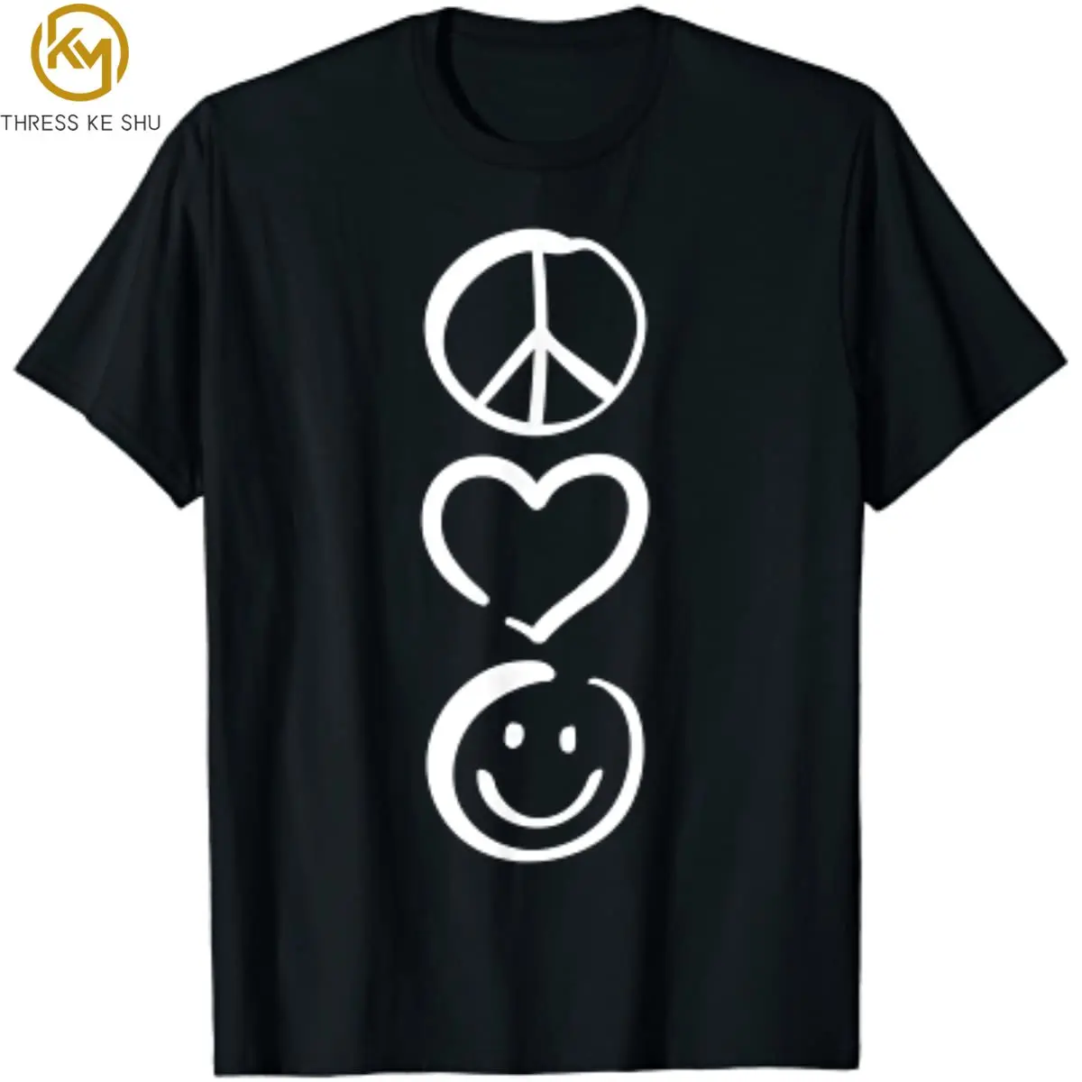

Мира, любовь и дневное спокойствие, знак, сердце, улыбка, четыре сезона, хлопковые повседневные футболки, повседневная футболка оверсайз, Harajuku