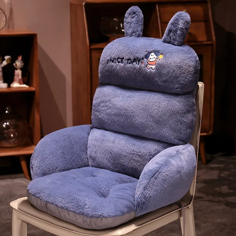 Thicken Plush Seat Cushion Cartoon Floor Tatami Back Chair Cushion One-piece Non-slip Home Decoration Pink Grey Large Size 4