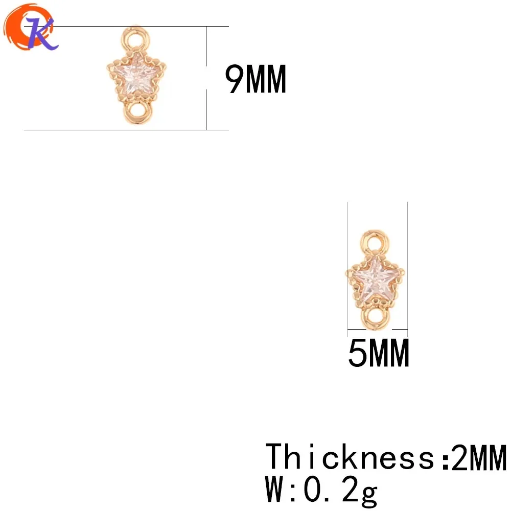 코디얼 디자인 쥬얼리 액세서리, 핸드메이드, CZ 귀걸이 커넥터, 별 꽃 모양, DIY 쥬얼리 부품, 100 개