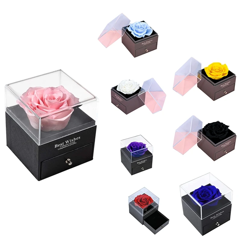 Natural Forever Jewelry Box Love Necklace Preserved Flowers Proposal