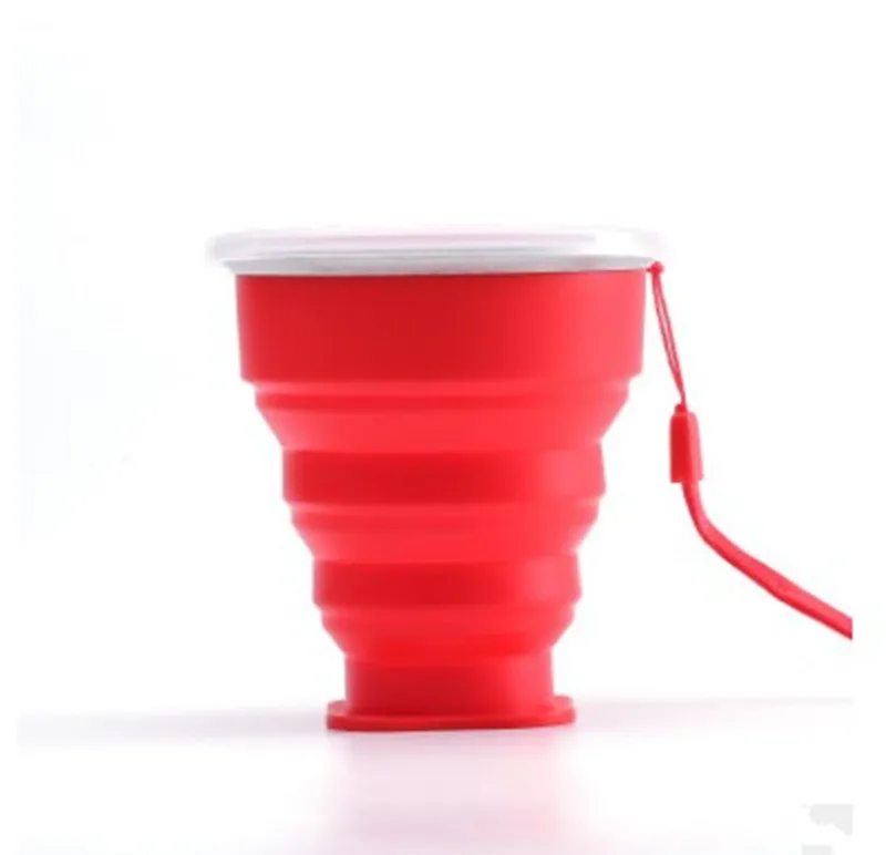 200MLStainless Steel Fashion Travel Silicone Retractable Folding Cup With Lanyard Outdoor Telescopic Collapsible Cups