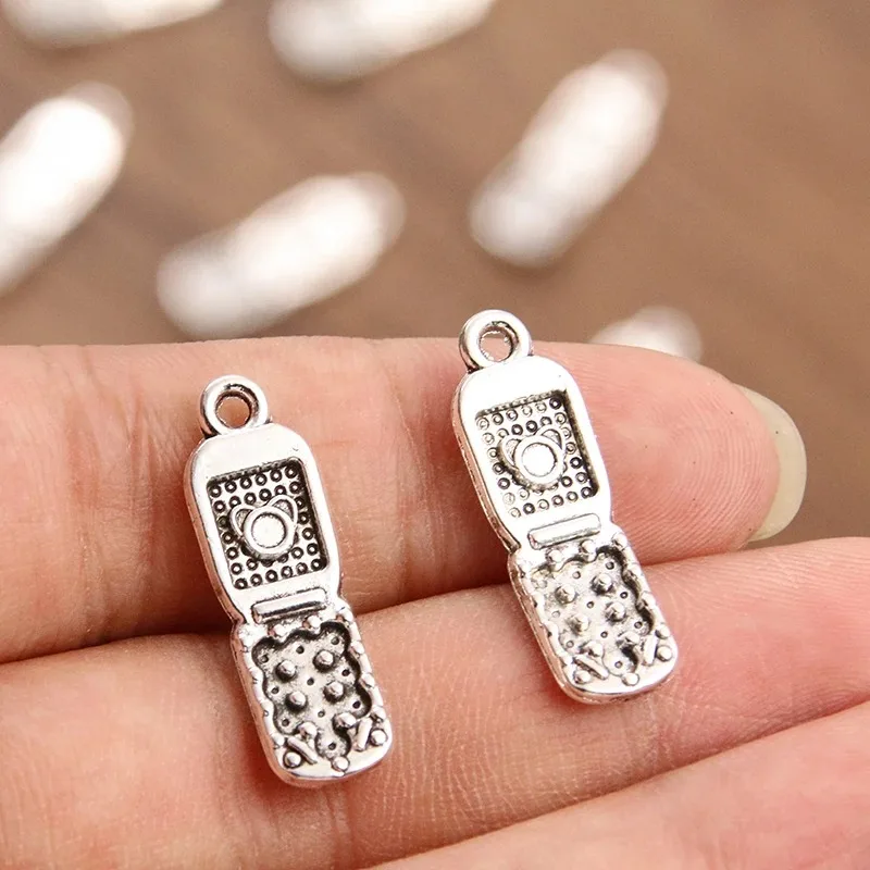 10개입 9*27mm 사진 컬러 휴대폰 참 장식 메탈 합금 DIY 목걸이 팔찌 귀걸이 마킹