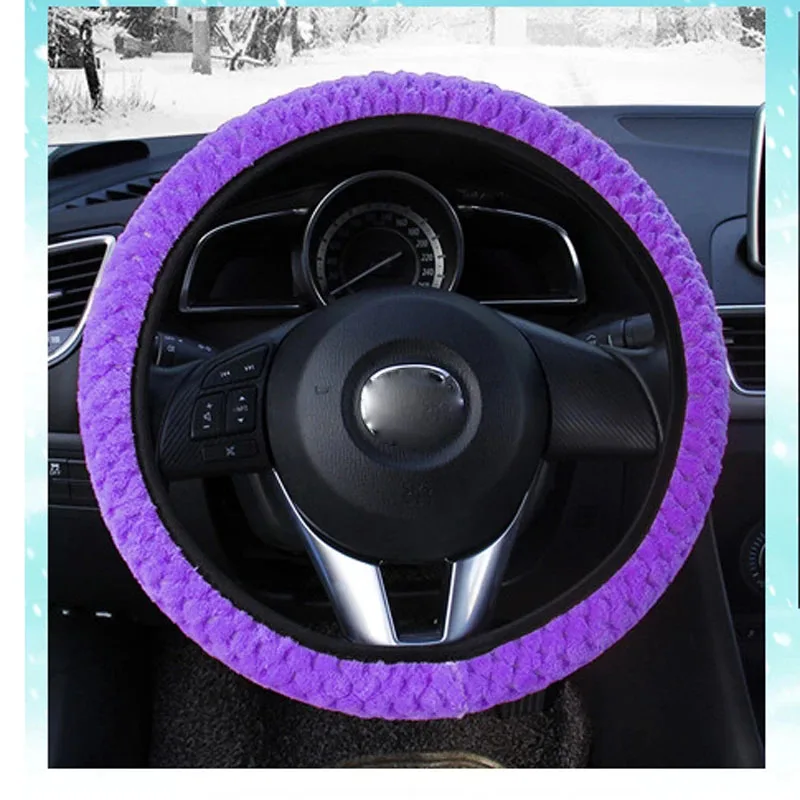 CHIZIYO Pearl Velvet Winter Car Steering Wheel Cover Soft Warm Plush