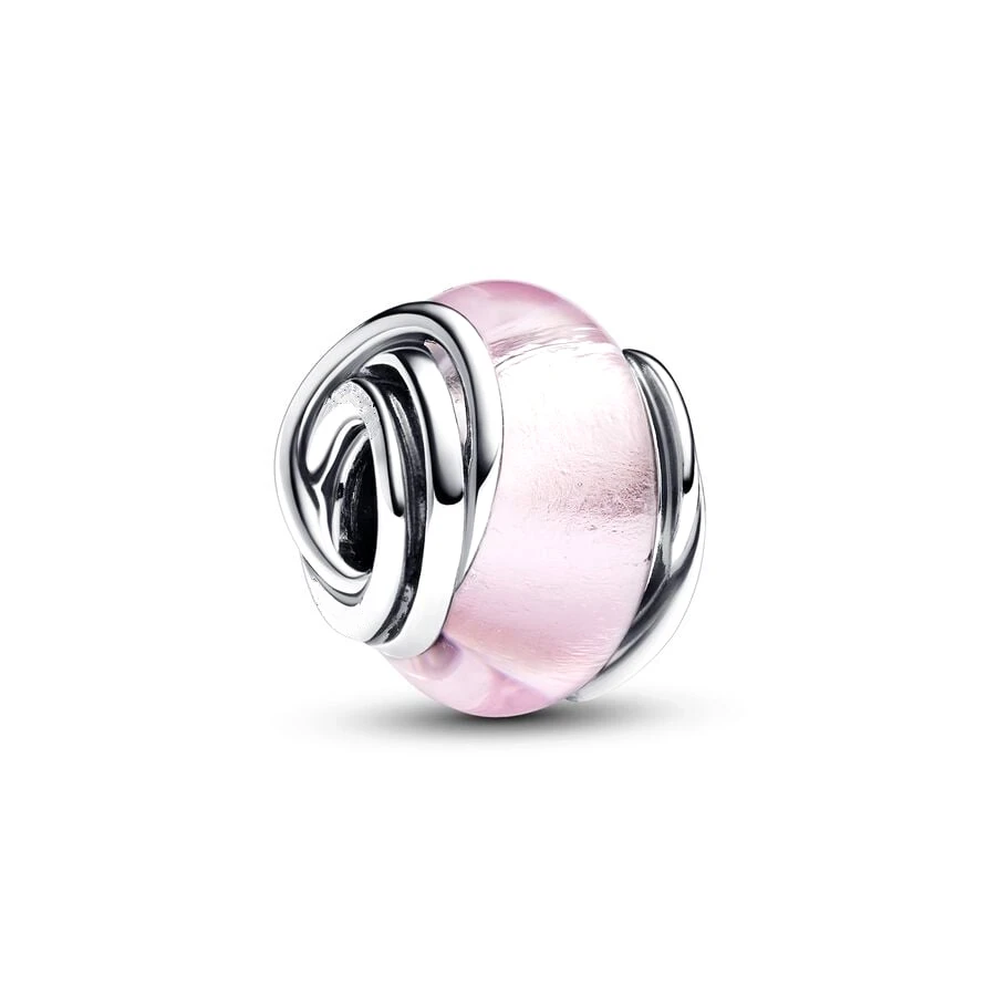 New Pink Series Bus Murano Glass Flowers Hearts Clip Charm Beads Fit Original European 925Silver Bracelet DIY Women Jewelry Gift 6