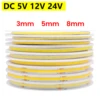 DC 5V 12V 24V COB LED Strip 320 384 480 528LEDs/m High Density Flexible COB LED Tape Light Bar 3MM 5MM 8MM PCB Linear Light 1