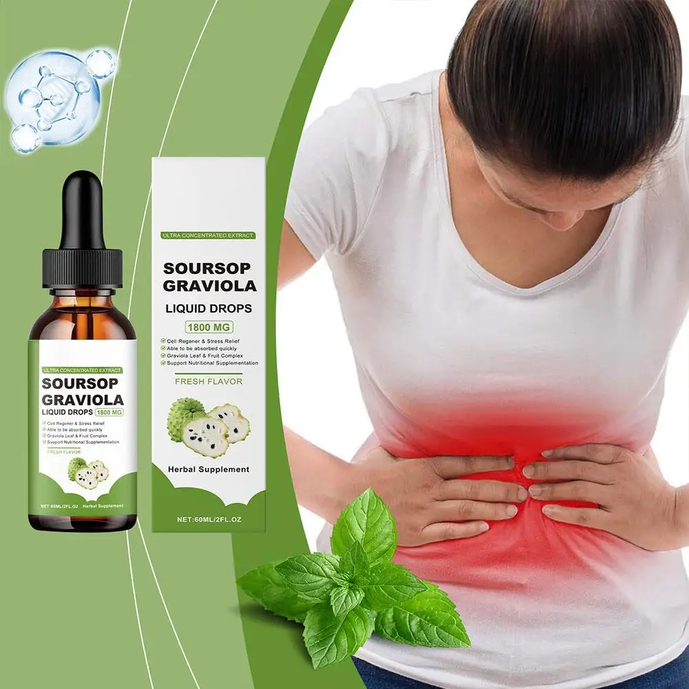 Soursop Supplement 5 Bottles 60ml Liquid Drops Antioxidant Digestion Cellular Health Immunity