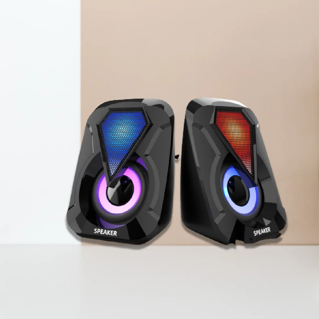 USB 유선 컴퓨터 스피커, 스테레오 하이파이 사운드, USB 2.0 서브우퍼, 다채로운 LED 조명, 노트북 스마트폰 MP3 플레이어용