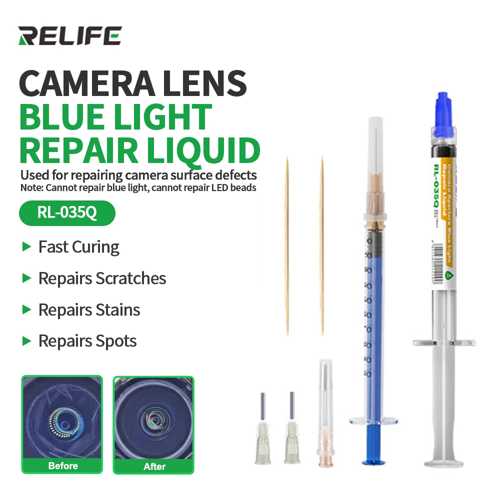 RELIFE RL-035Q 3ml 카메라 렌즈 블루 라이트 수리 액체 휴대 전화 카메라 카메라 스팟 스크래치 얼룩 수리 도구
