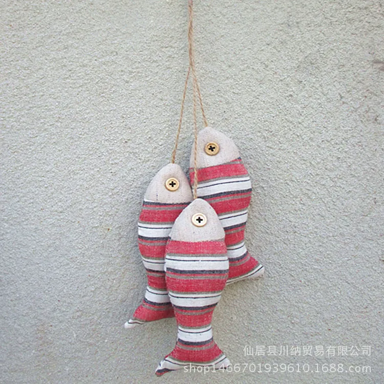 Mediterranean Style Fabric Fish Skewers Cute Mini Fish Pendant Hanging Decoration Home Accessories Crafts Fairy Garden Ornaments 5