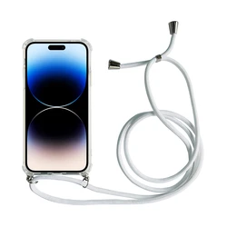 Stylish Transparent Crossbody Necklace Lanyard Phone Case with Soft Cover for Nokia C200 (White)