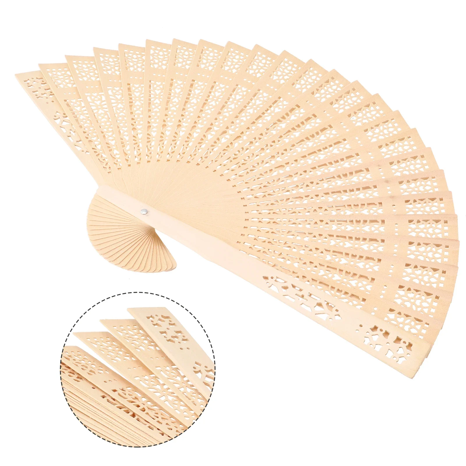 Wooden Folding Fan Chinese Style Sandalwood Fan Female Dance Portable Engraved Hand Held Home Decoration