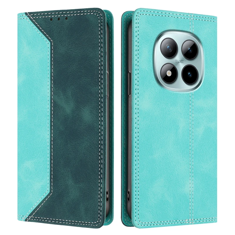 Magnetic Color Block Leather Phone Case - Fashionable Protection with Style