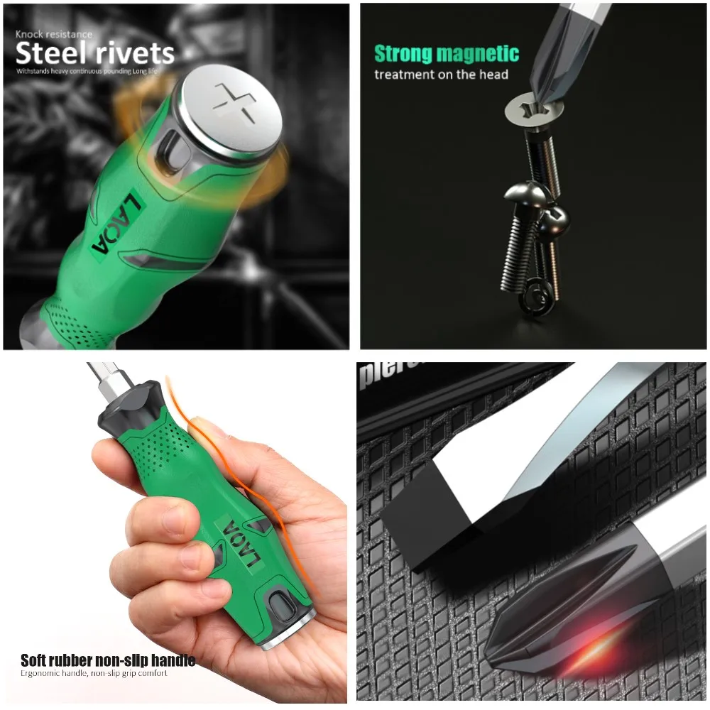 LAOA 1pcs Phillip Screwdriver With Magnetism Slotted Screwdrivers 58HRC Alloy Steel with Tap Function 6