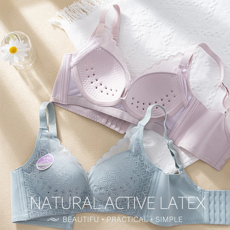 

Sexy Lace Bra Women's Underwear Without Steel Ring Thin Cup Elastic Push Up Gathered Breathable Adjustable Female Lingerie