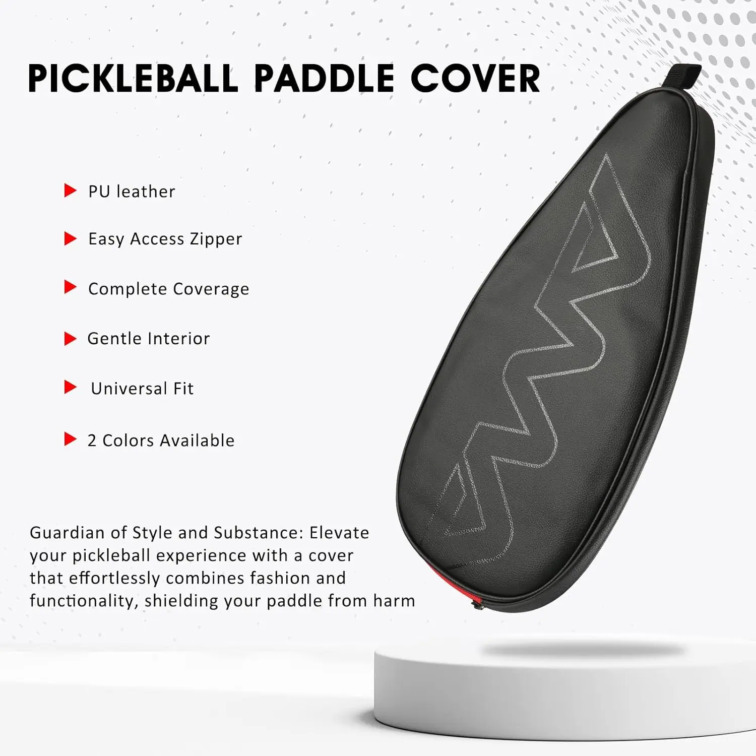 Pickleball Paddle Cover with Zipper Closure Durable Leather Pickleball Cover for Ball Sports Men Women 6 colors Case