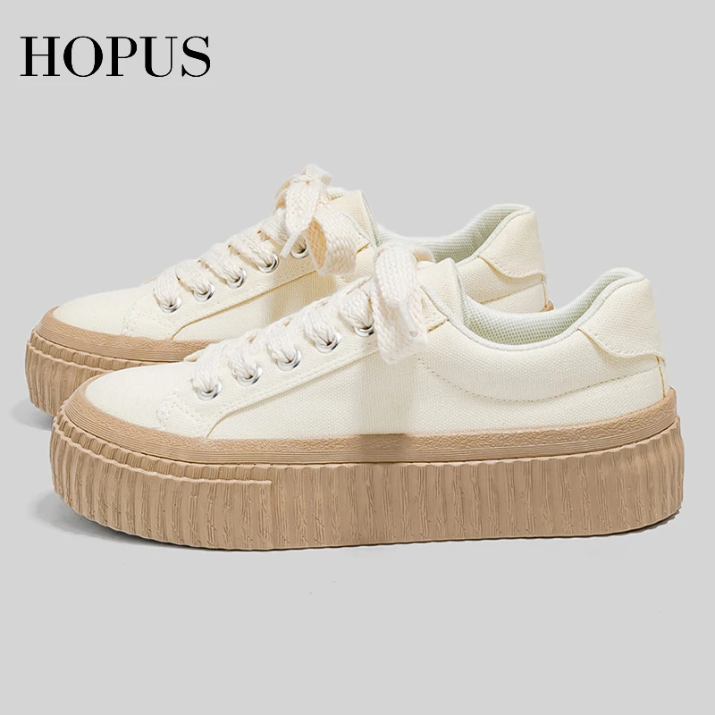 HOPUS Women's Canvas Shoes Breathable Casual Lace up Summer Sneakers