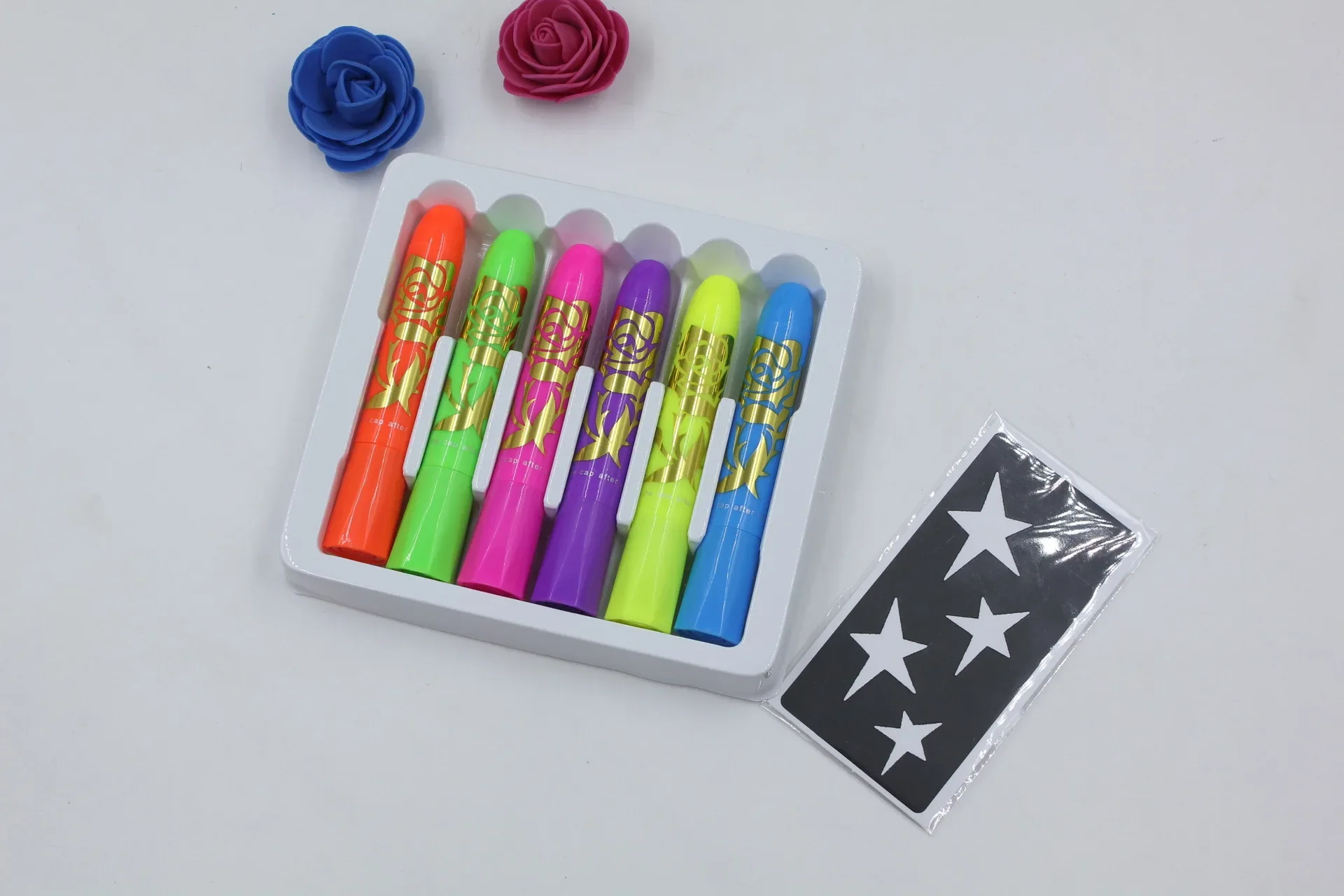6Pcs Face Paint Crayon Vibrant Color Neon Body Paint Stunning No Odor Makeup Painting Face Body Paint Glow Stick Party Supplies 6
