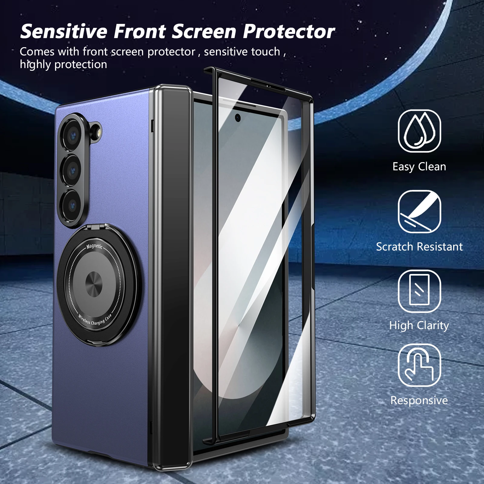 MagSafe Magnetic Bracket Hinge Protective Case with Screen Glass Film Cover