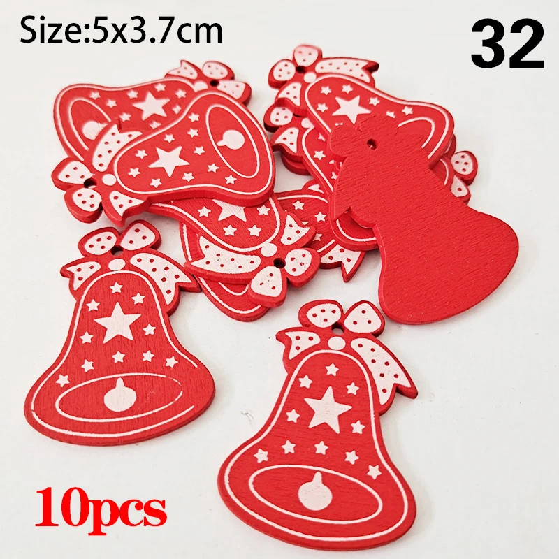 DIY Xmas Tree Hanging Pendants Christmas Wooden Ornaments Handicrafts christmas decorations 10Pcs/Lot