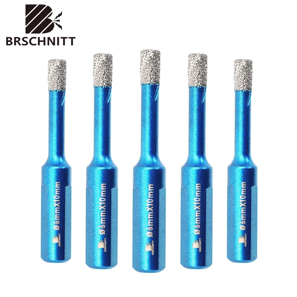 

BRSCHNITT-Diamond Hole Saw Drill Bit, Triangle Shank for Tile, Ceramic, Stone, Granite, Marble, 6mm, 8mm, 10mm Dia, 5Pcs Drills