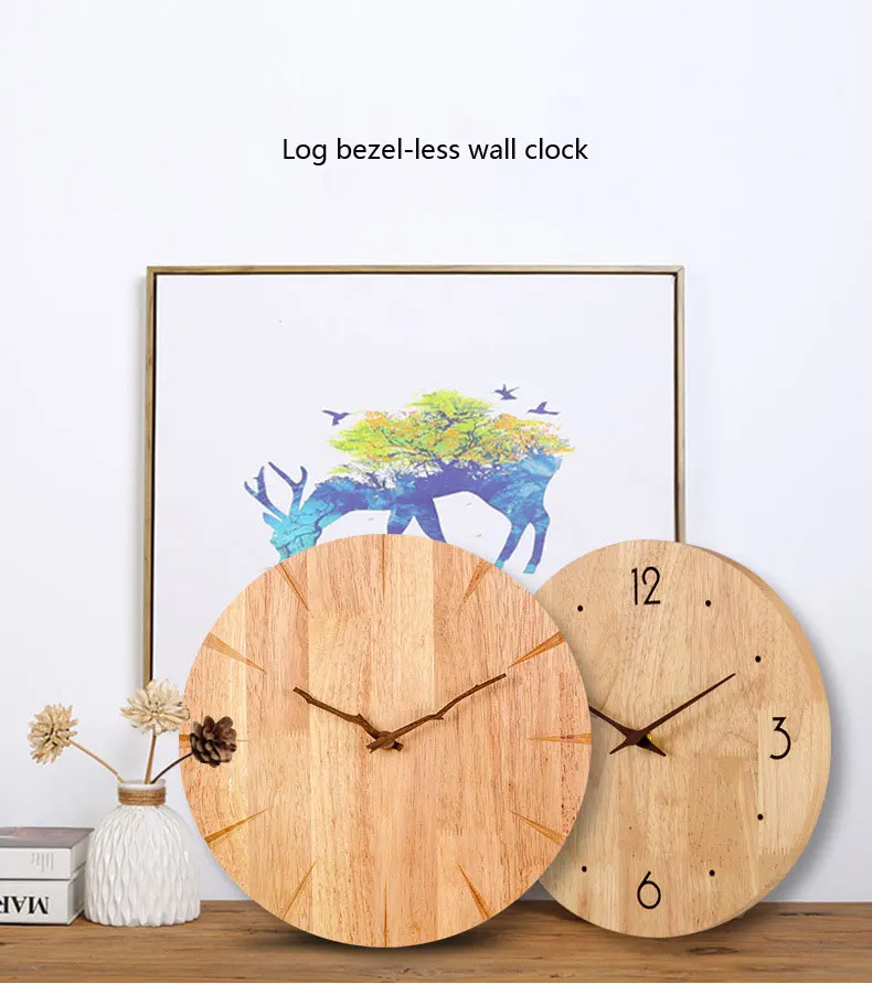 Japanischen Stil Massivholz Log Stumm Wanduhr Kreative Runde Quarzuhr Wand Hängen Uhr Uhr Hause Dekoration – Detail 1
