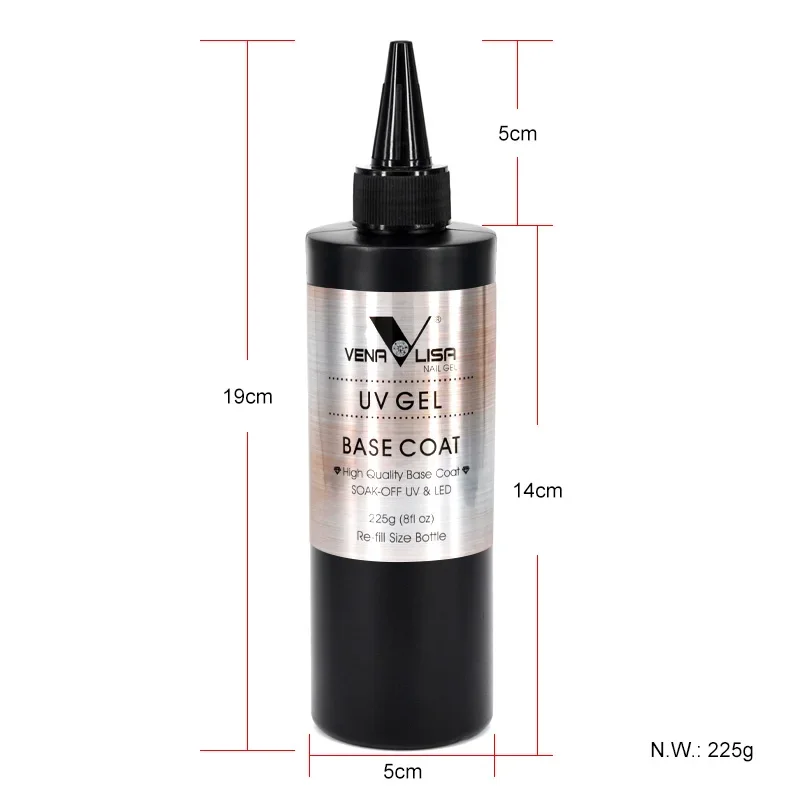 Venalisa Brand 225g Super Quality Nail Art Soak Off UV/LED No Wipe Top Coat Base Coat Without Sticky Layer Tempered TopCoat 3