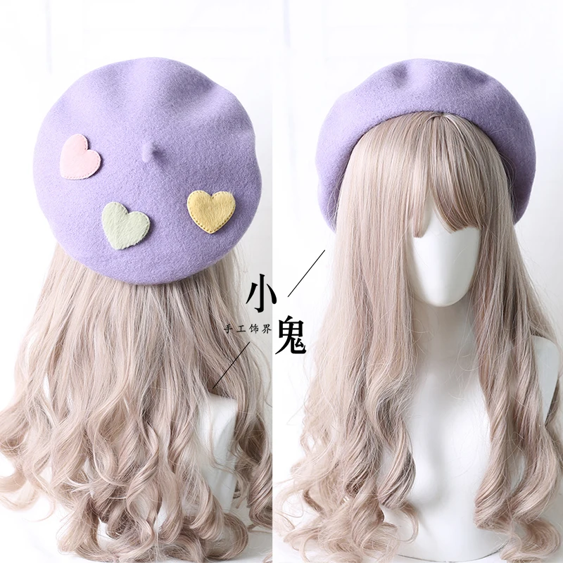 

Original fresh joker soft wool's younger sister lolita love baked wheat cake hat beret painter mo love hat