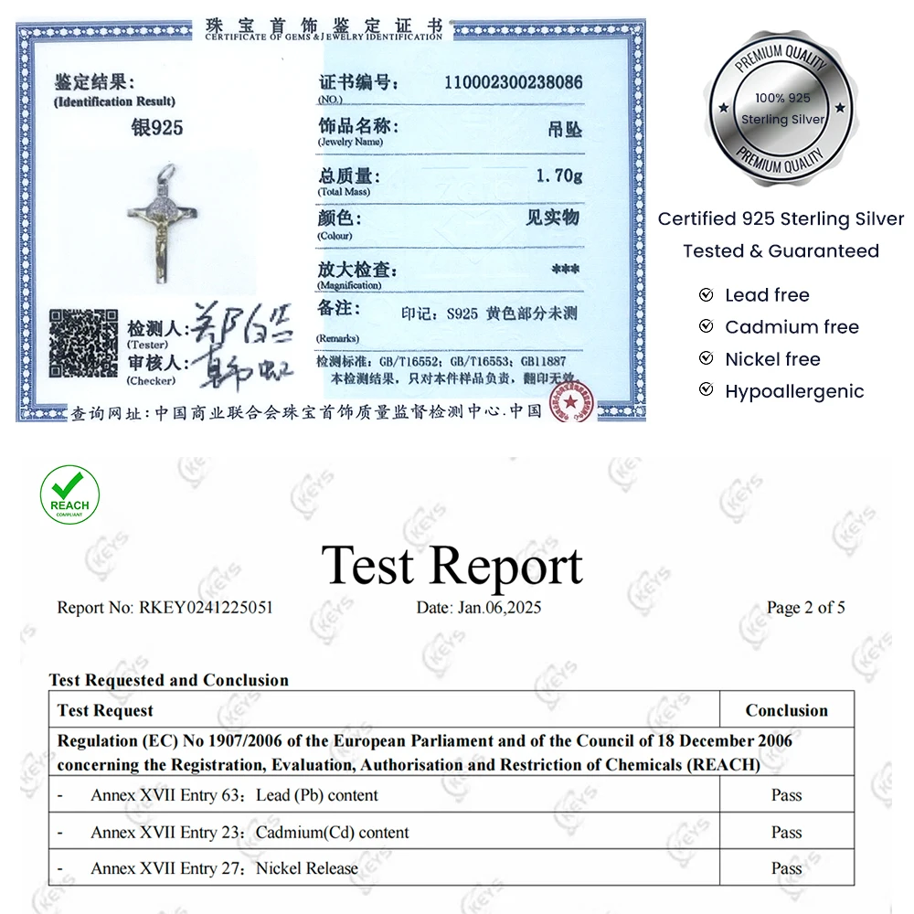 925 Sterling Silver Catholic Cross Necklace 6