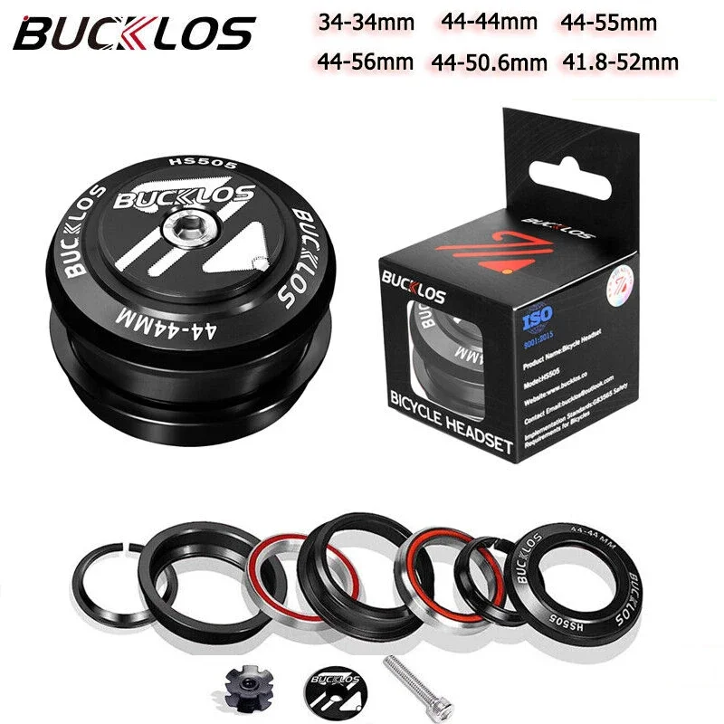

BUCKLOS Road MTB Headset Straight Tapered Bicycle Fork Headset 34-34/44-44/44-50.6/44-55/44-56 CNC Durable Bicycle Headsets