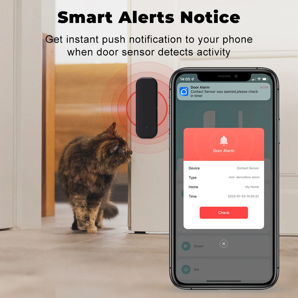 For WiFi Door Sensor Window Sensor Home Wireless Door Detector Life APP Remote Control For Alexa G-oogle Home