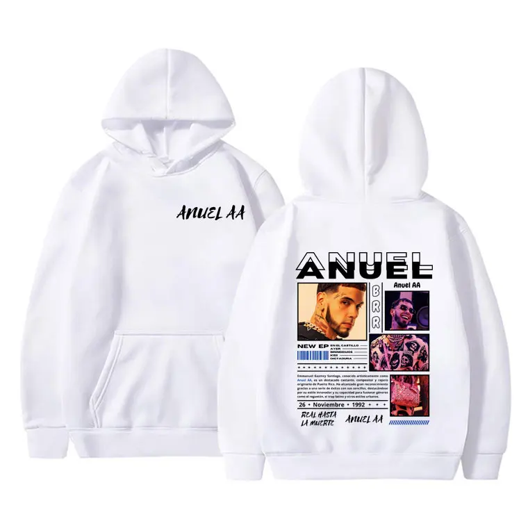 Rapper Anuel AA Print Hoodie Male Casual Oversized Hooded Sweatshirt Men Women Hip Hop Fashion Streetwear Unisex Fleece Hoodies 4