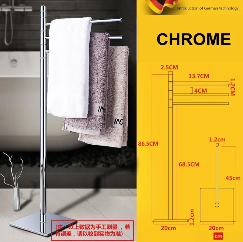 Brass Vertical towel rack Floor movable rotating towel bar bathroom folding floor stand rack